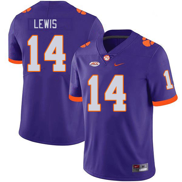 Men #14 Shelton Lewis Clemson Tigers College Football Jerseys Stitched-Purple